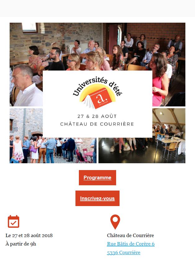 Universités d’été : 27 & 28 août au Château de Courrière