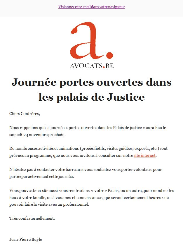 PORTES OUVERTES AU PALAIS DE JUSTICE CE 24 NOVEMBRE