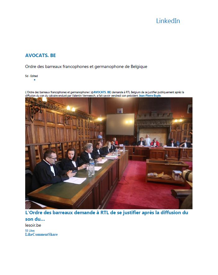AVOCATS.BE demande à RTL  de se justifier publiquement….