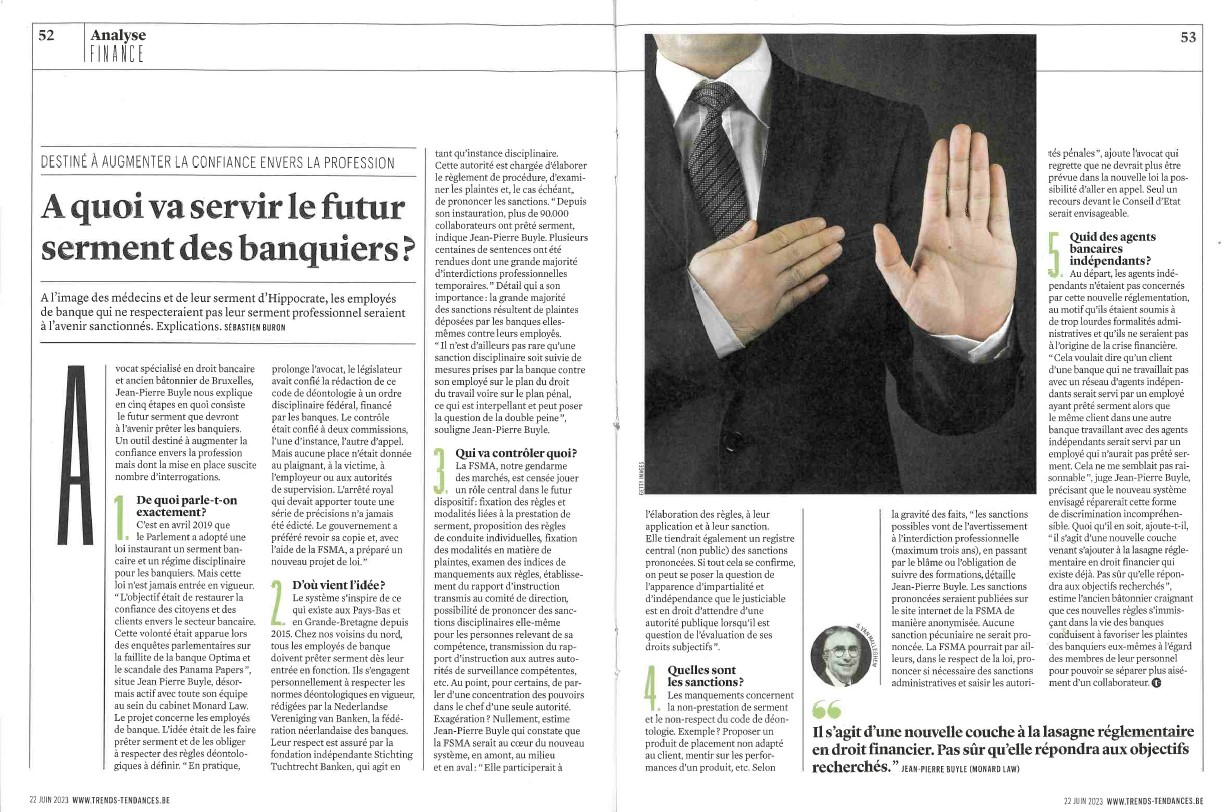 A quoi va servir le futur serment des banquiers ?