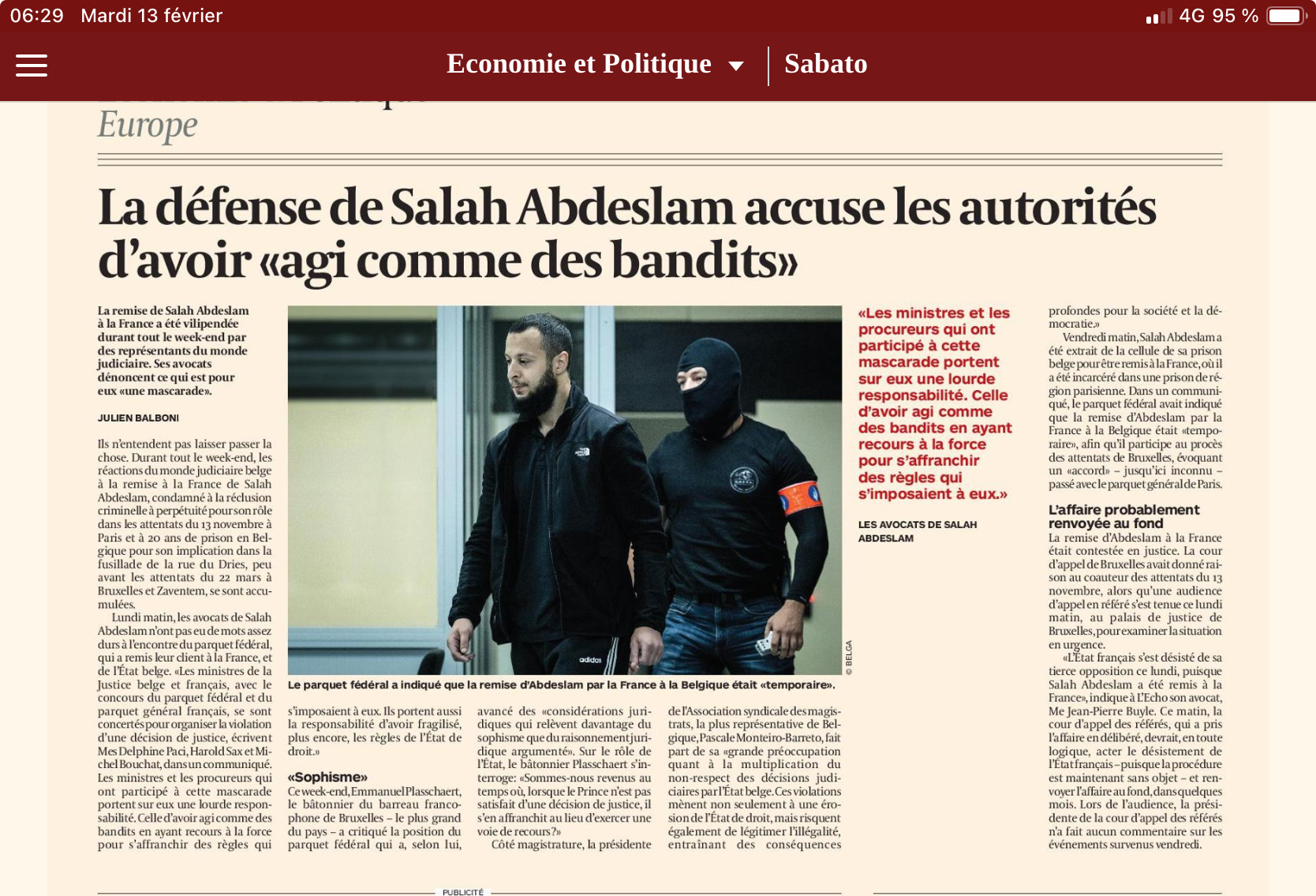 La défense de Salah Abdeslam accuse les autorités d’avoir “agi comme des bandits”