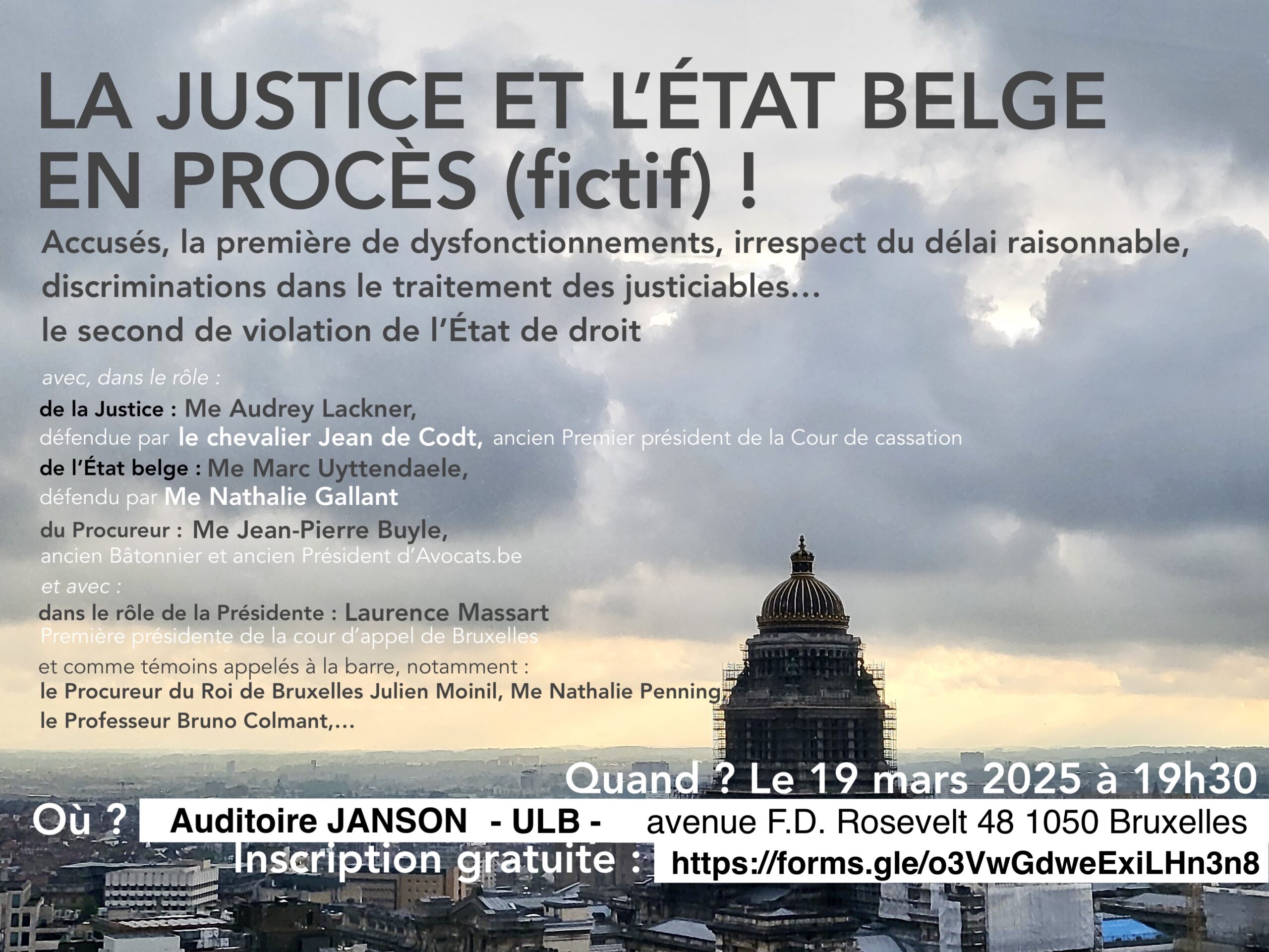 La Justice et l’Etat belge en procès (fictif) !